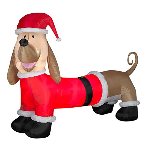 Christmas Inflatable Dachshund Dog w/ Santa Outfit