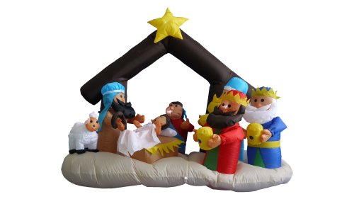 6 Foot Christmas Inflatable Nativity Scene with Three Kings Decoration