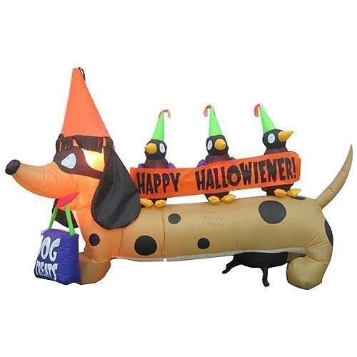 6FT LONG!! GEMMY HALLOWEEN DACHSHUND WEINER DOG AIRBLOWN INFLATABLE