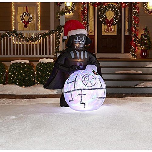 Christmas Inflatable 6 Ft Tall Led Lighted Star Wars Darth Vader with Kaleidoscope Death Star Snowball and Sound Fx Airblown Yard Prop By Gemmy